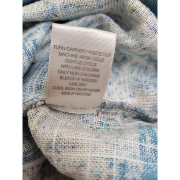 CJ Banks Blue Floral Linen Blend Button Up Top Cottage Core Vest Womens 2X - Picture 10 of 11